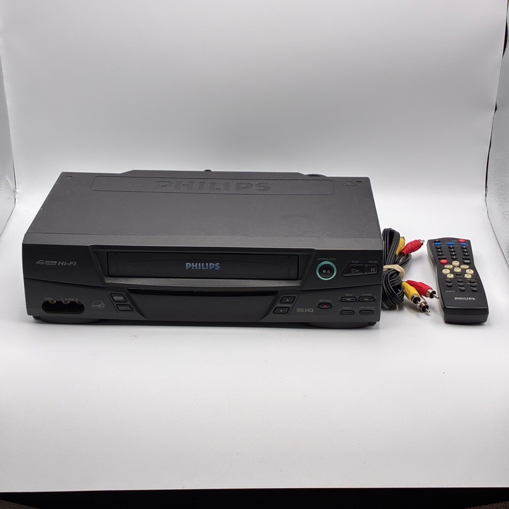 Philips VCR VR620CAT21 Black 4-Head Hi-Fi VHS Player Recorder with Remote